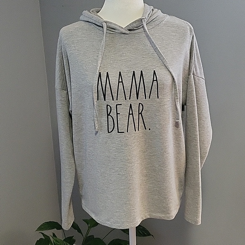 Rae Dunn Gray Mama Bear Pullover Hoodie - Size XS